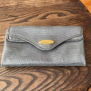 Caggiano Italy Gray Textured Wallet/clutch  with Gold Accent